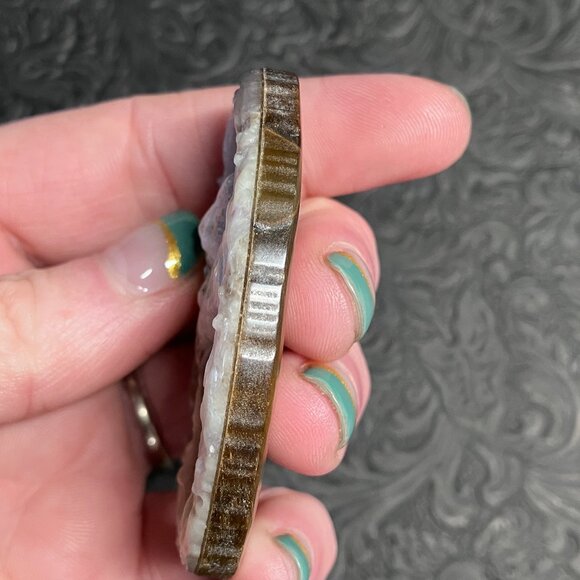 Leopard in a Tree Carved Chalcedony On Tigers Eye Cabochon Pendant Bead Mini Art - Picture 4 of 8